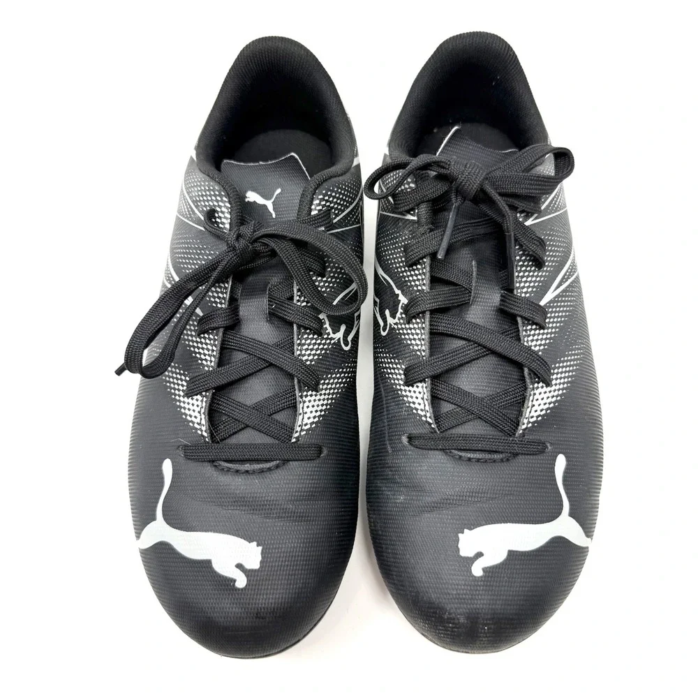 Puma Attancanto FG/AG Kids Soccer Cleats Black Silver 107480-01 Size 3.5Y